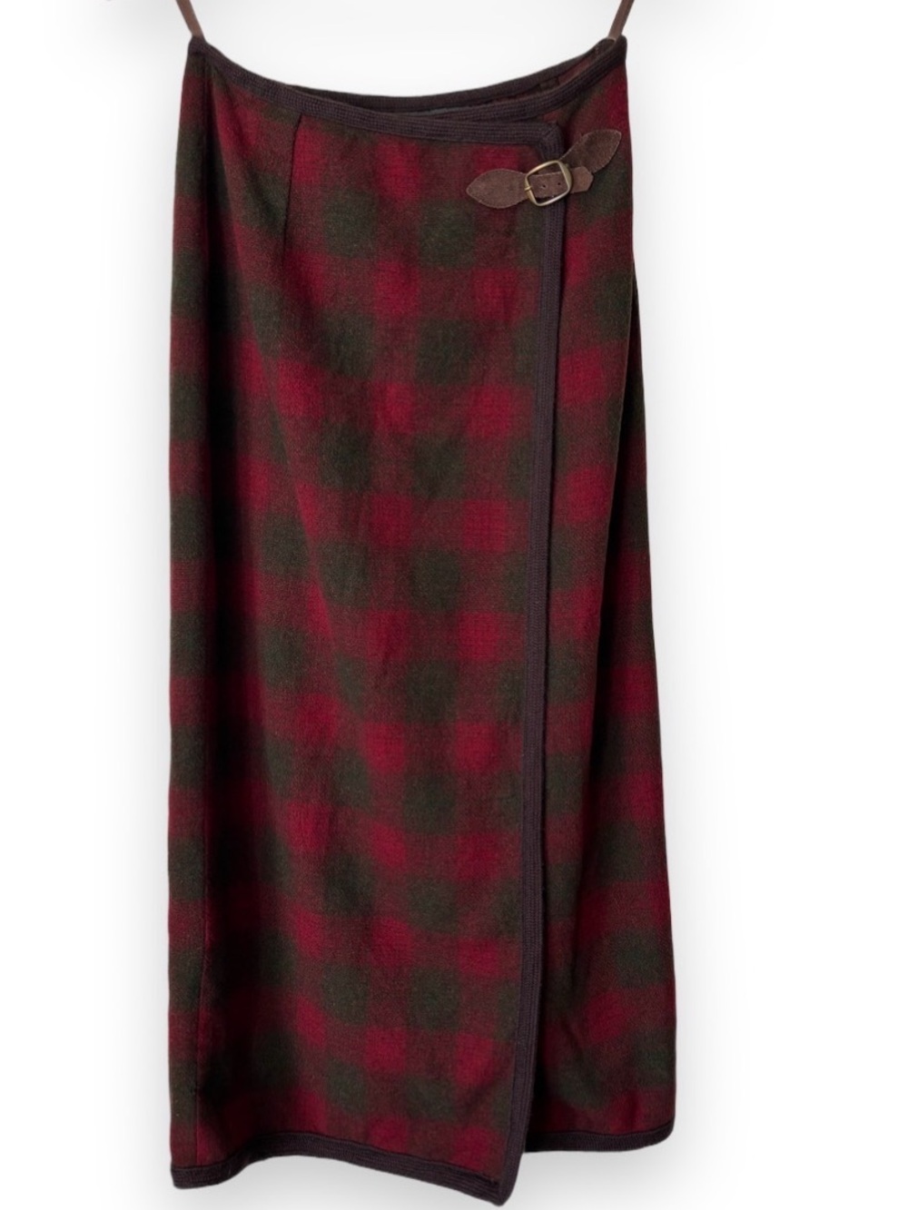 Vintage Banana Republic Wool Buffalo Check Wrap Skirt 6